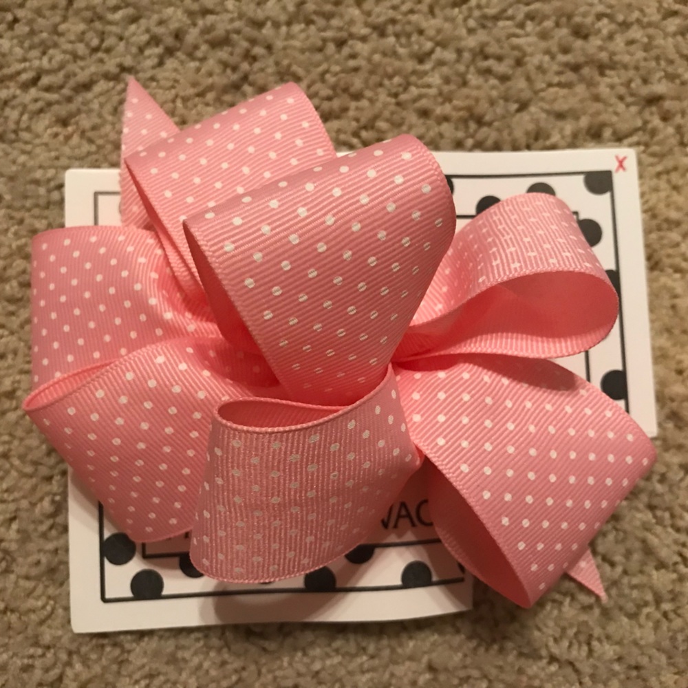 I’m Yours Hair Bow Light Pink With White Polka Dots